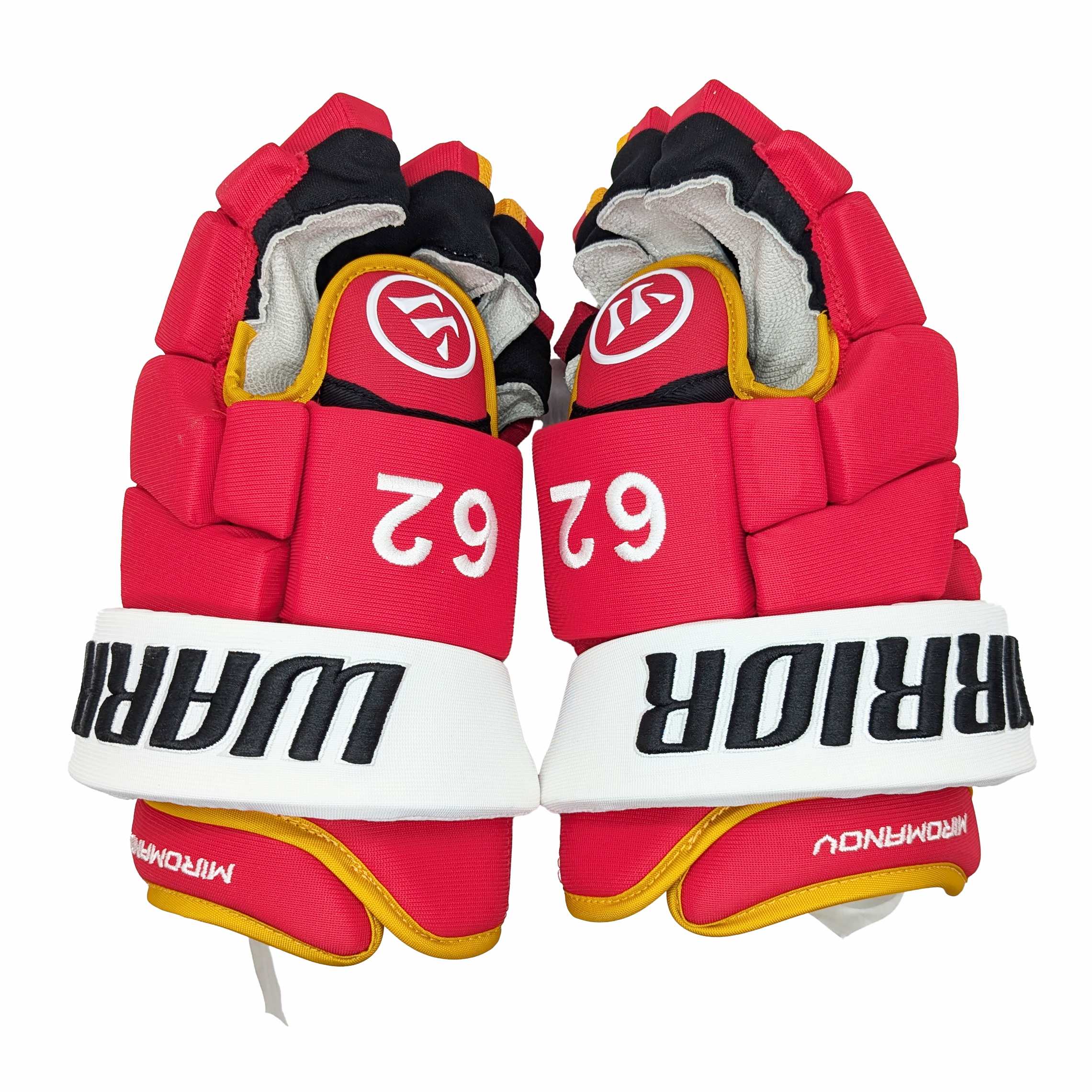 Warrior Alpha FR Pro – Gant NHL Pro Stock – Daniil Miromanov (rouge/jaune)